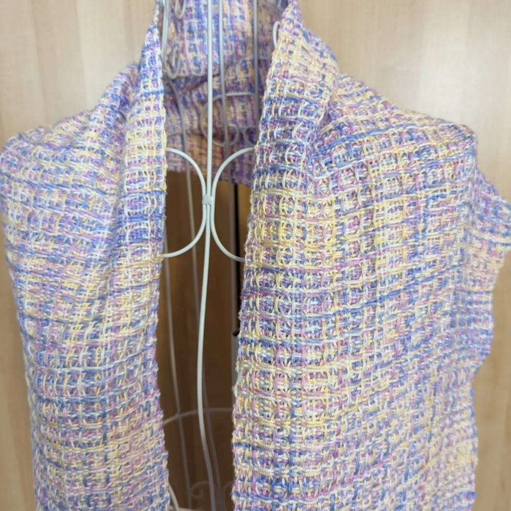 Handwoven Long Bamboo and Cotton Scarf in Pastel Colors